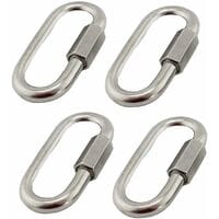 Linghhang - 4er-Pack M6/0,24 304 Edelstahl-Schnellverbinder, Edelstahl-Karabiner mit ovalen D-förmigen Schrauben, sehr langlebig für Outdoor/Indoor,