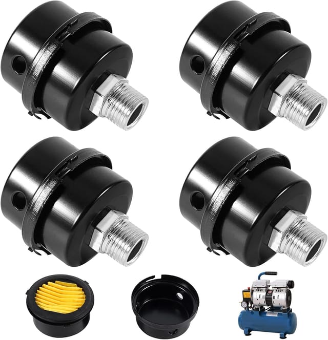 Linghhang - 4er-Pack Luftkompressorfilter, 3/8 Zoll 16 mm Gewinde, Schalldämpfer für den Austausch ölfreier Luftkompressoren