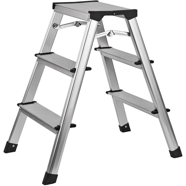 Alu Klapptritt Haushaltsleiter 2 x 3 Stufen max. 150 kg max. Steighöhe 61 cm