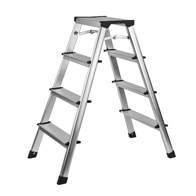 Dema - Alu Klapptritt Haushaltsleiter 2 x 4 Stufen max. 150 kg max. Steighöhe 81 cm
