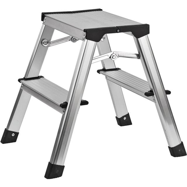 Dema - Alu Klapptritt Haushaltsleiter 2 x 2 Stufen max. 150 kg max. Steighöhe 40,5 cm