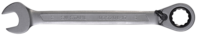 SW-Stahl 03520L-17 Gabelringratschenschlüssel 17 mm mit Umschalthebel für Rechts- und Linkslauf I 72 Zähne I Maulschlüssel mit Ringratsche I