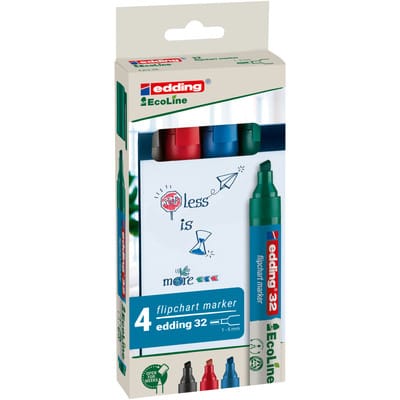 Edding - Flipchartmarker 32 EcoLine 1-5mm farbig sortiert 4 St./Pack.