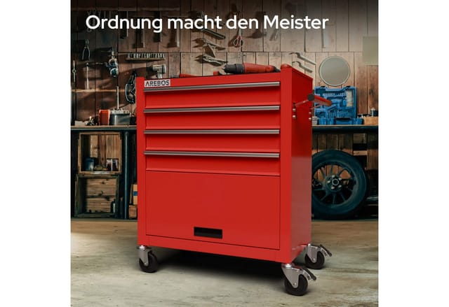 Werkstattwagen Werkzeugwagen Rollwagen Werkzeugkiste Toolbox 4 Fächer - Arebos