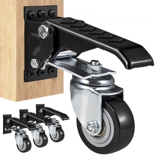 Vevor 4er-set Lenkrollen Werkbank Max. 74,8kg Tragfähigkeit Möbelrollen Doppelkugellager Schwerlastrollen Aus Polyurethan Transportrollen Mit Bremse Industrierollen 160x70x174mm