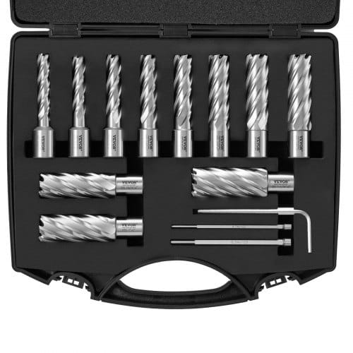 Kronenbohrer-set Metall 13 Tlg. 7/16, 1/2, 9/16, 11/16, 5/8, 3/4, 13/16, 7/8, 15/16, 1, 1-1/16 Zoll, Kernbohrer-satz 50,8 Mm Schnitttiefe Ringschneider-set, Zubehör Für Magnetbohrmaschinen - Vevor