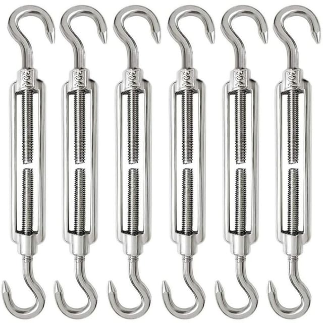 Linghhang - 6 Stück M6 Seilspanner 304 Edelstahl Kabelspanner Verstellbar Spannschloss Haken und Haken für Stahlkabel Drahtspanner Seilspanner Haken