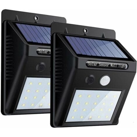 2er-Pack Solarleuchten für den Außenbereich, 20 wasserdichte LED-Solar-Wandleuchten mit Bewegungsmelder, Sicherheitslicht-Scheinwerfer, kabellose