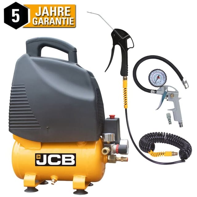 JCB - Druckluft Kompressor AC6 Ölfrei 8 bar 6 Liter 161l/min inkl. Zubehör Set