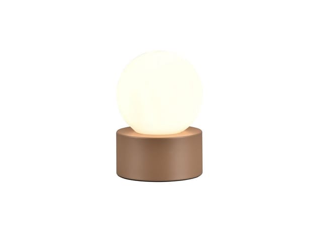 Meinewunschleuchte - led Tischleuchte mit Touch-Funktion, Glasschirm Weiß, Coffee, Höhe 17cm
