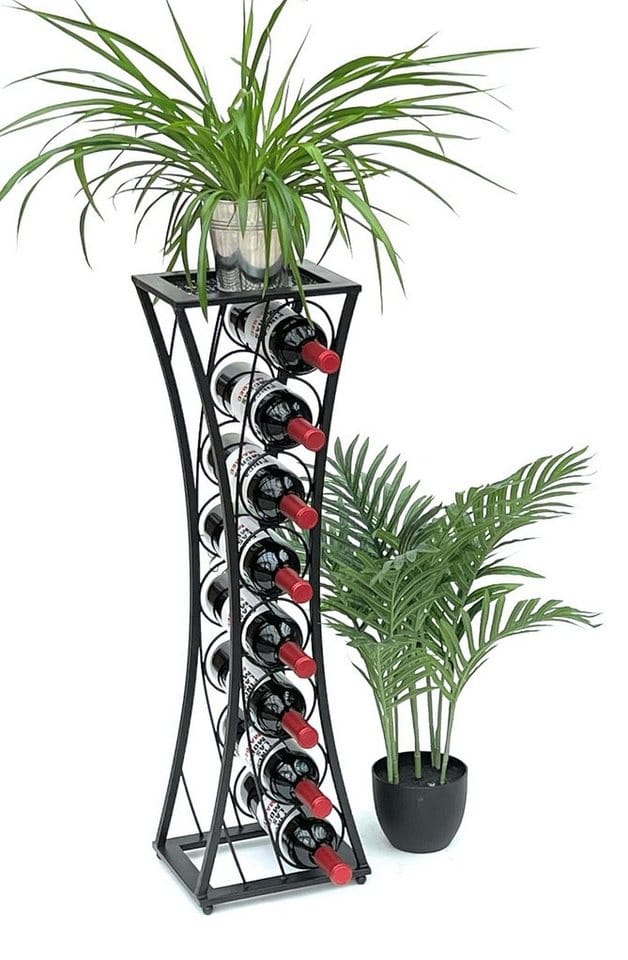 Dandibo - Weinregal Metall Schwarz Stehend Mika 80 cm 96536 Flaschenregal Flaschenständer Flaschenhalter Schmal Modern