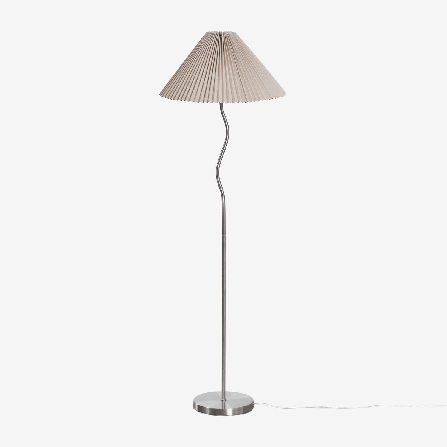 Sklum Stehlampe Aus Eisen Und Leinen Siliema Grau Nickel Gebürstet