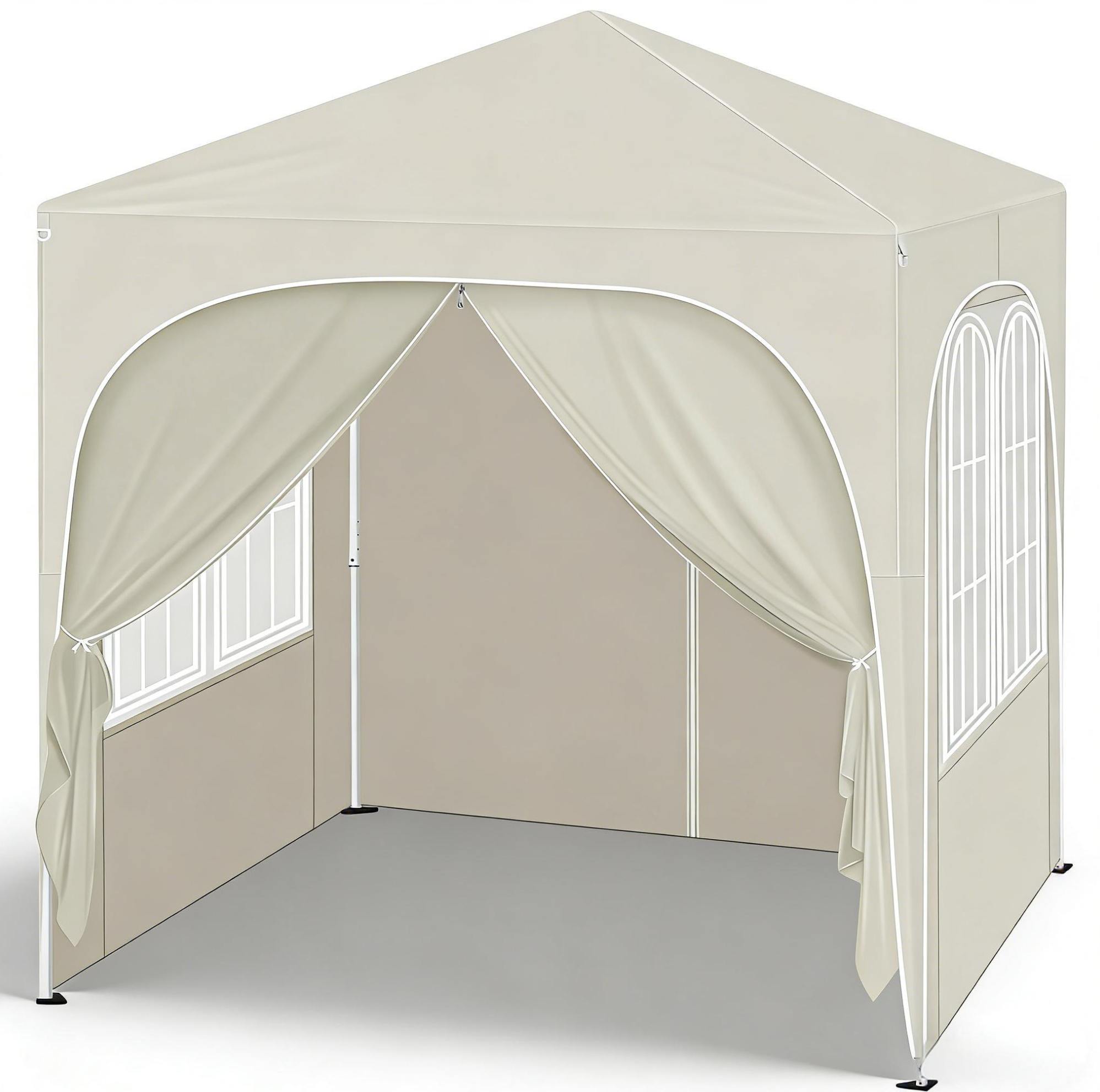 Gartenpavillon 2 X 2 M Beige, Oxford 210d, Silberbeschichtet, Metallgestell