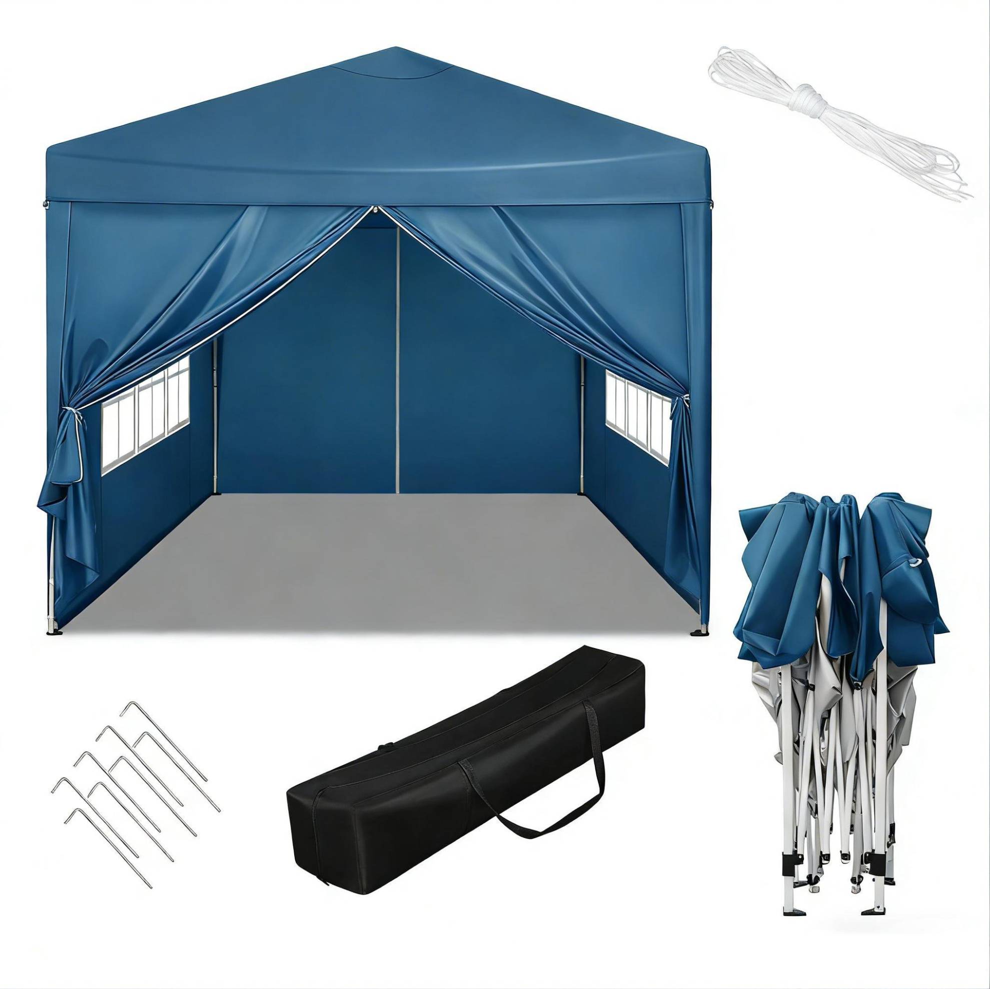 3 X 3 M Gartenpavillon Blau, Eisenrahmen, Oxford-gewebe, Höhenverstellbar