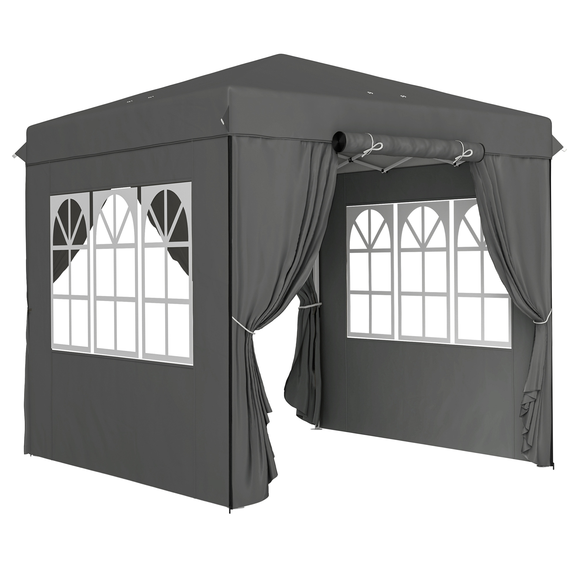 Pop-up Faltpavillon 2,5 X 2,5 M Mit 4 Seitenwänden, Dunkelgrau