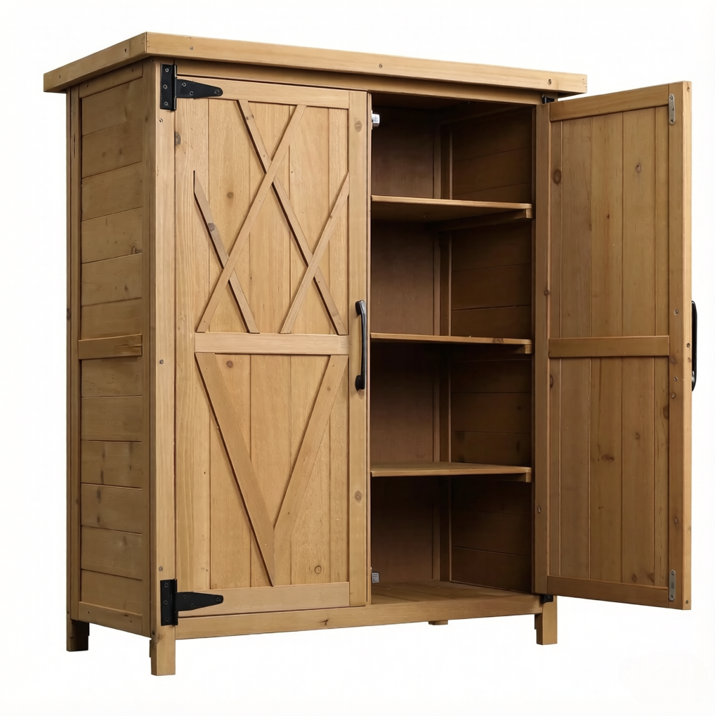 Gartenkabinett Aus Holz Gelb 75 X 40 X 90 Cm Mit 2 Türen Und 3 Regalböden