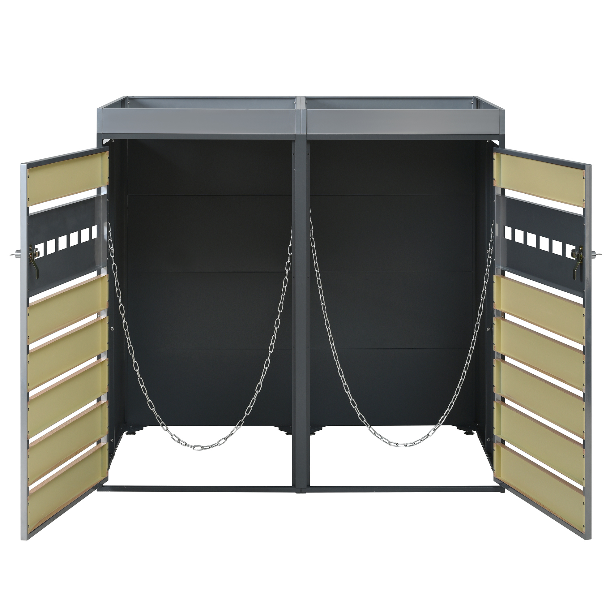Doppelter Mülltonnenschrank Für Außen Mit Pflanzkasten, Verzinkter Stahl, 132 X 80 X 124,5 Cm