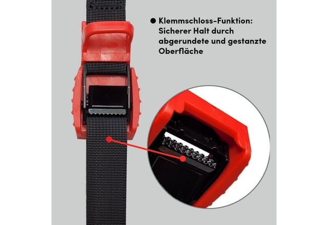 Baumarktplus - 4x Spanngurt Zurrgurt Klemmschloss mit Gummischutzkappe1 tlg 2 m x 2,5 cm 500 kg