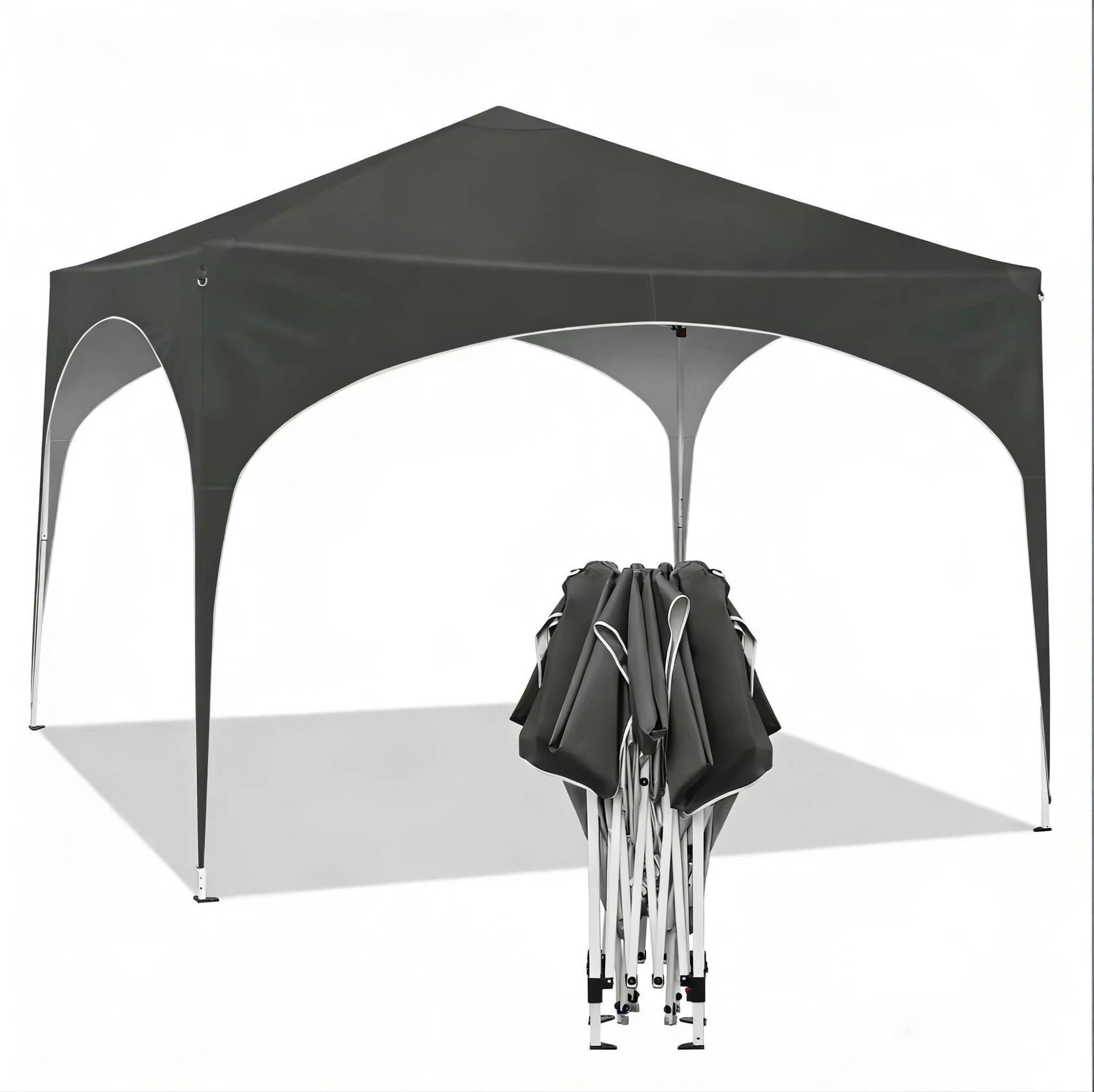 Faltbarer Gartenpavillon 3 X 3 M Grau Aus Metall Und Oxford 210d Modenuit