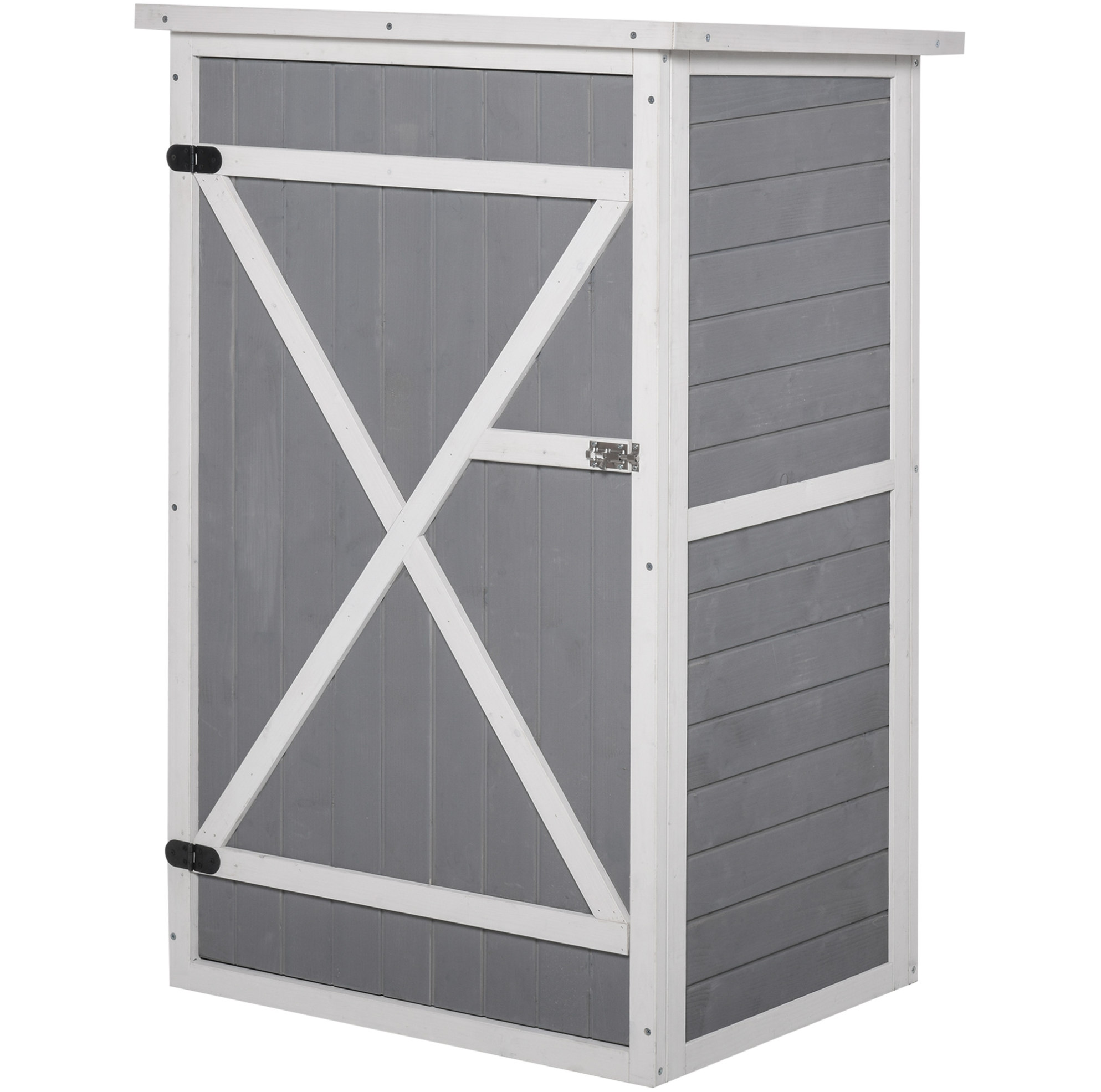 Holz-außenschrank Mit 2 Regalböden 75x56x115 Cm Schwarz Grau Weiß Modenuit