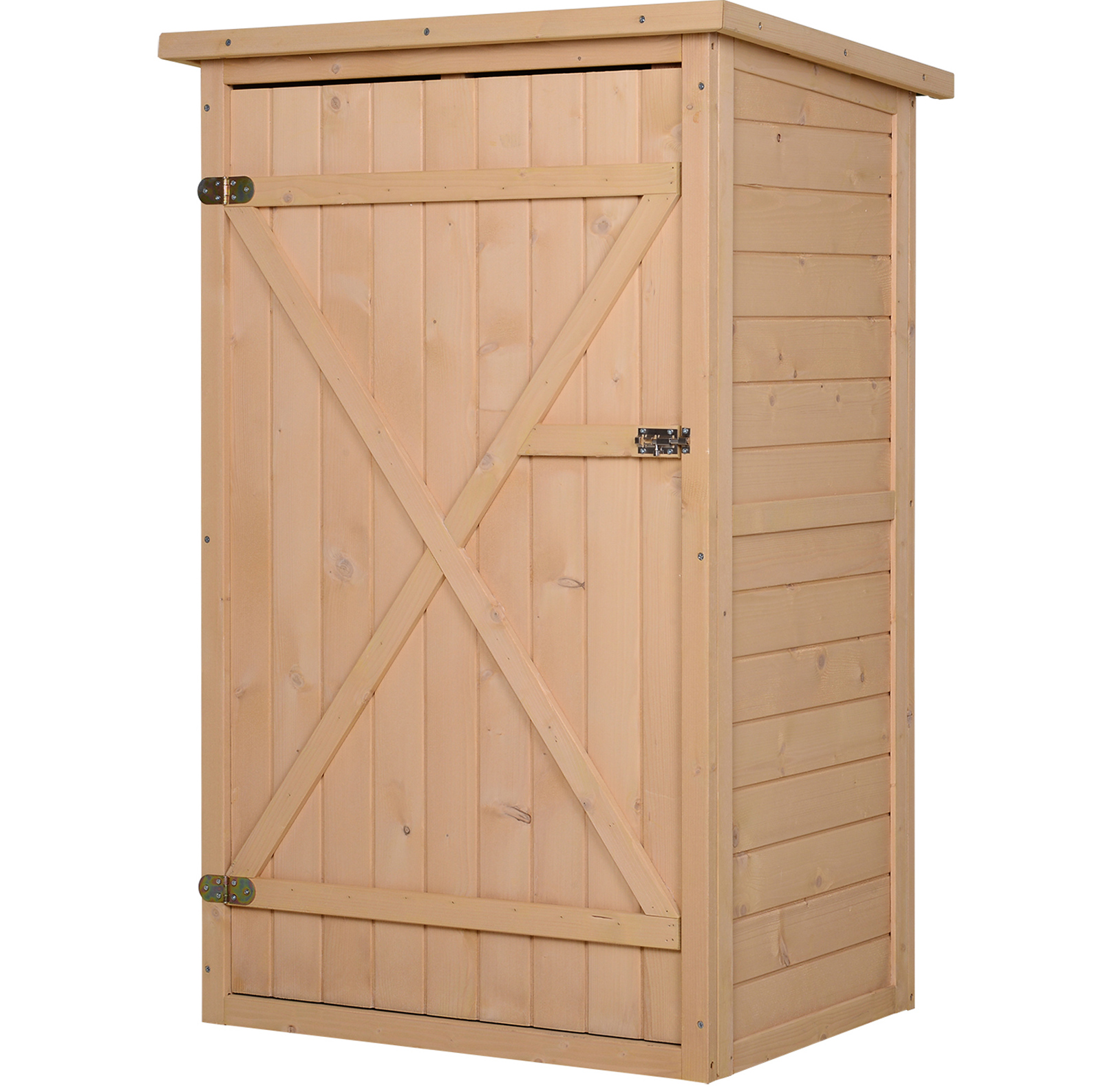 Gartenschrank Aus Naturholz Mit 2 Regalböden 75 X 56 X 115 Cm