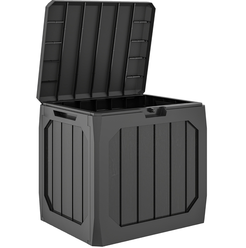 Garten-aufbewahrungsbox 121 L Aus Schwarzem Kunststoff Mit Griffen