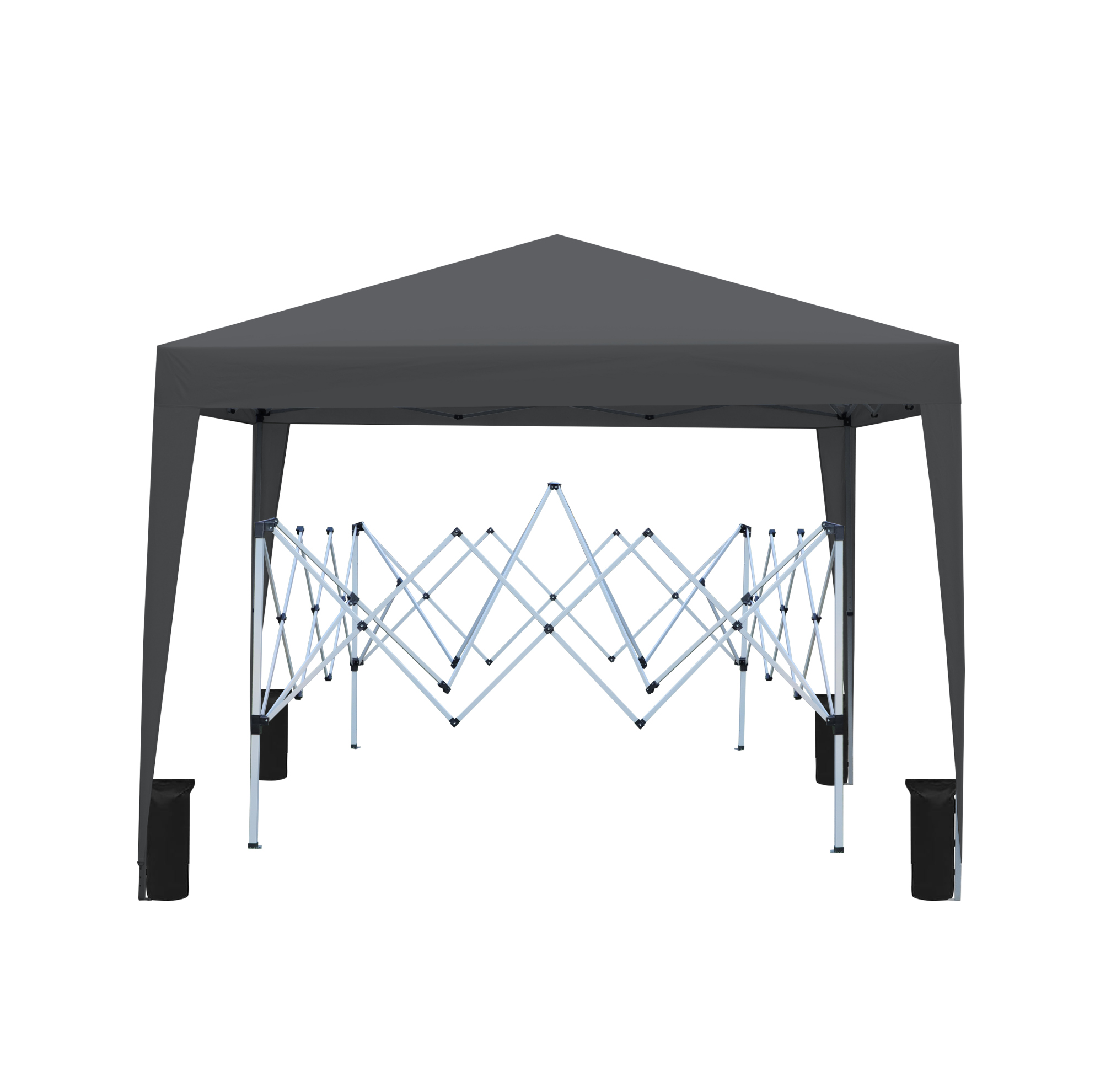 Faltpavillon 3 X 3 M Wasserdicht Uv 50+ Mit 4 Seitenwänden, 4 Sandsäcken, Schwarzer Stahl