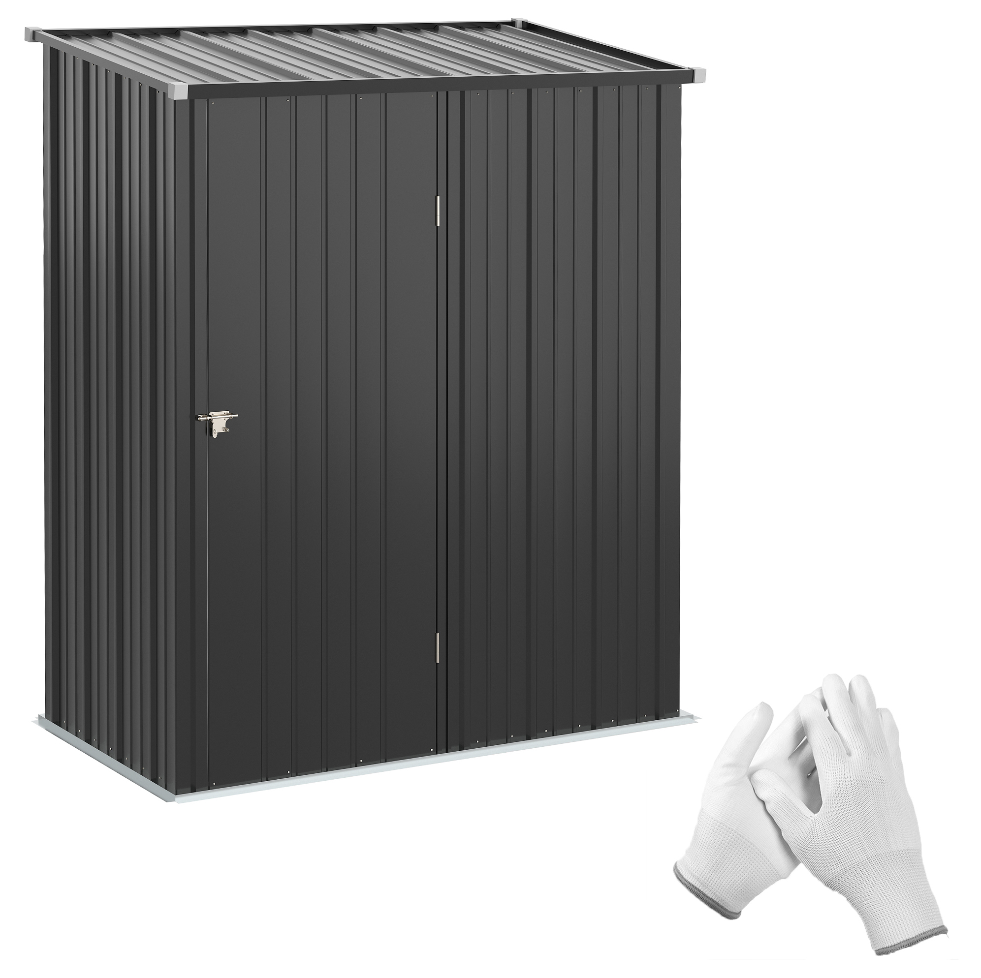 Gartenschrank Aus Verzinktem Stahl Mit Schloss 161,5x94,5x196 Cm Schwarz