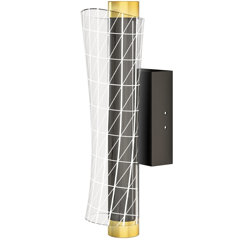2er Set Led Wandleuchte Schwarz Mit Gitterdesign, Dimmbar, Metall Und Acryl, 30,7 X 11 X 10,5 Cm