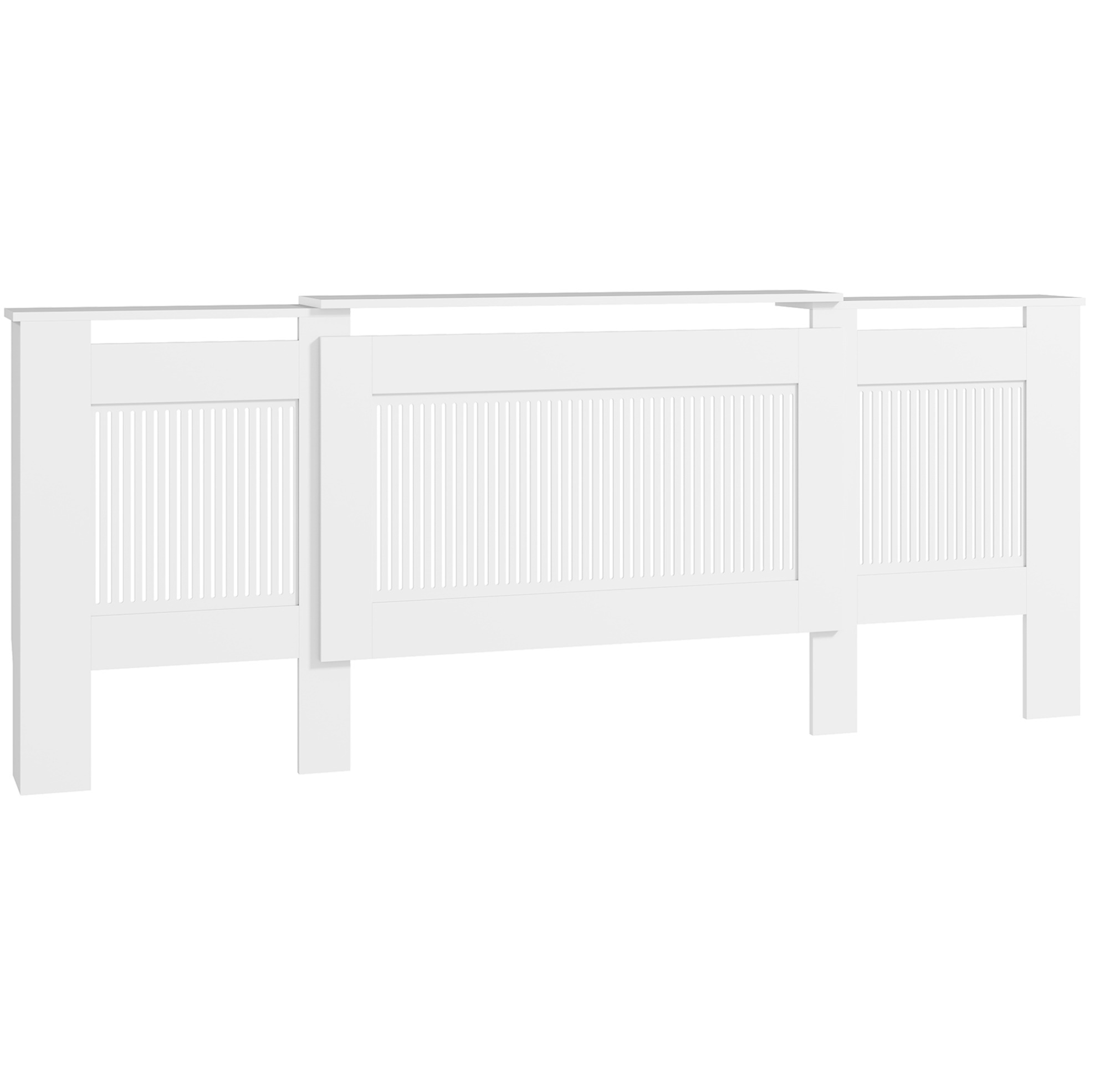 Ausziehbare Heizkörperverkleidung Mit Ablage, Weiß, 125-201 X 19 X 81,5 Cm