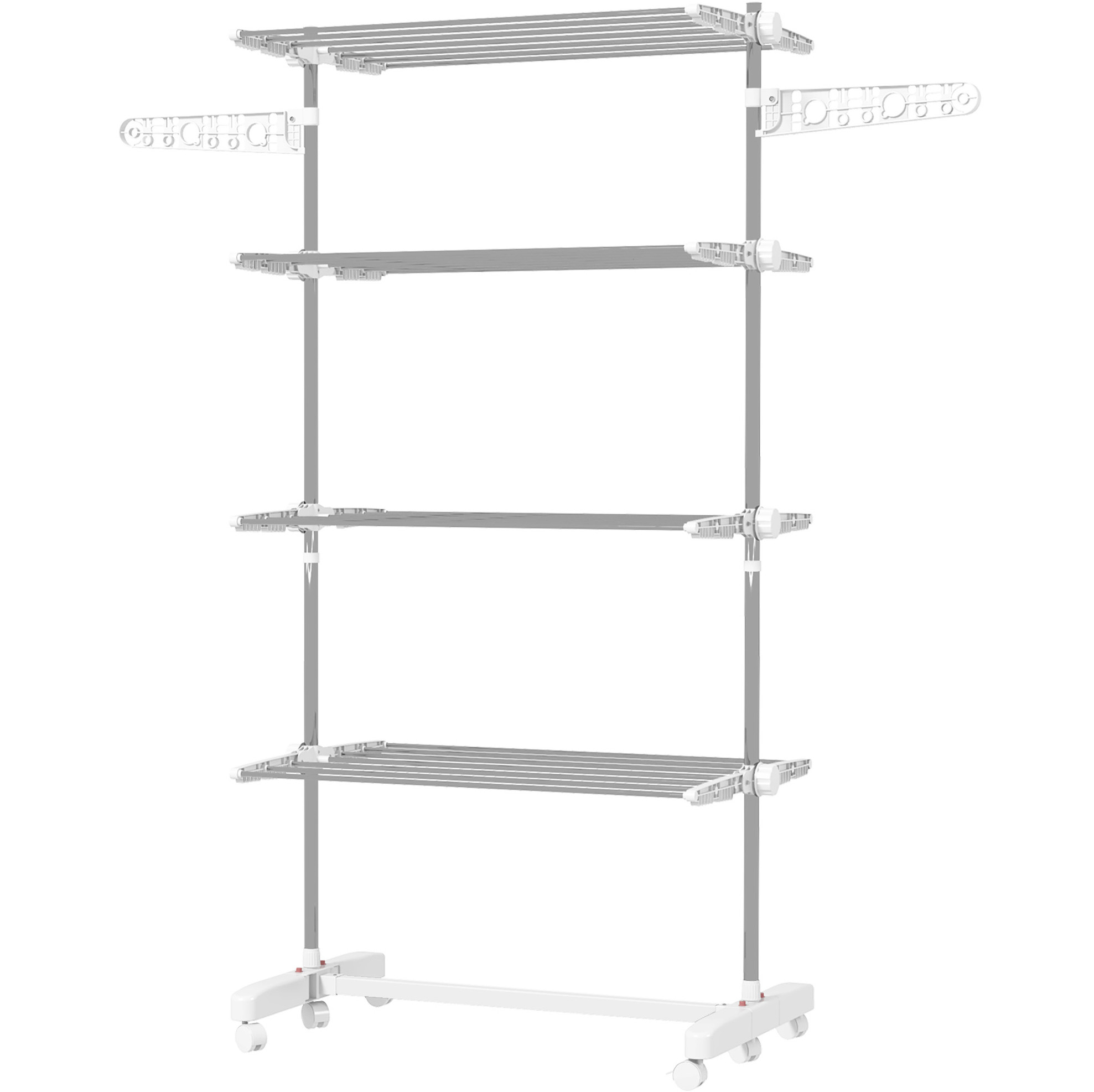 Faltbarer Mobiler 4-stufiger Wäscheständer 142 X 55 X 172 Cm Mit Rollen Und Seitenflügeln, Weiß