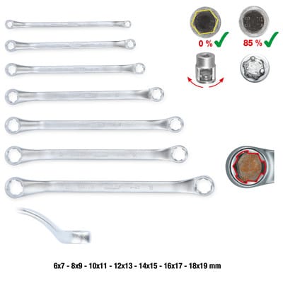 Ks Tools RESCUEpower Doppel-Ringschlüssel-Satz, gekröpft 7-tlg 6-19 mm