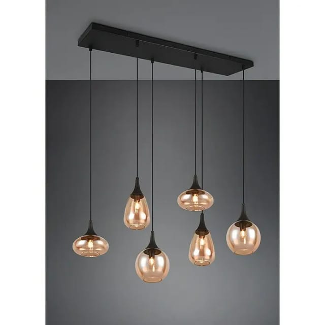 Pendelleuchte lumina 6-flammig, Glas amberfarbig, Breite 93cm
