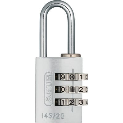 Vorhängeschloss abus 145 20 mm Aluminium silber Kombination 3 Ziffern
