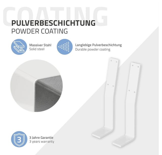 ML-Design 2 Stück Rückenlehnenhalterung, Weiß, aus Stahl, 345x90x50 mm, Bankrückenlehne, Banklehne, Rückenlehne zum Anschrauben, Metall Rücklehne