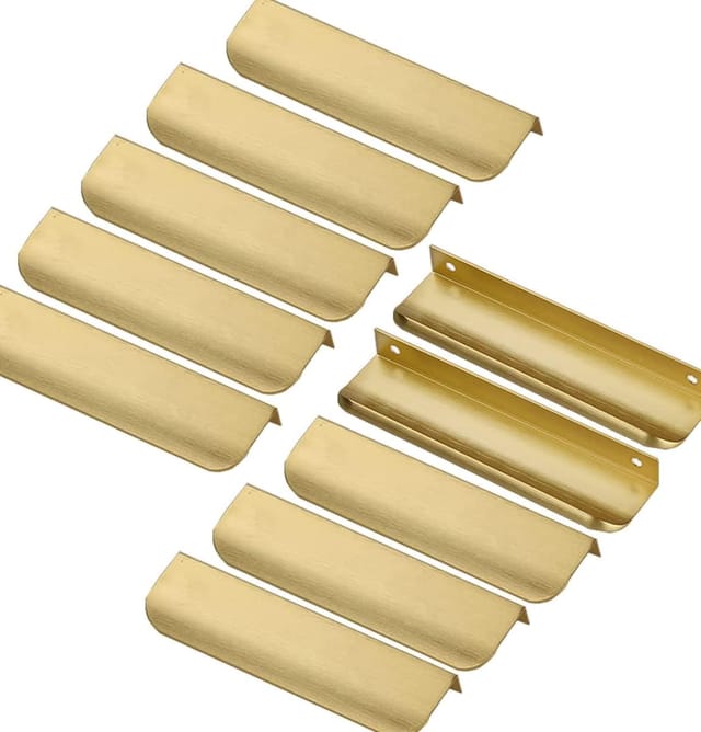 10 Stück unsichtbarer Möbelgriff, goldener Schrankgriff, Lochabstand 128 mm, unsichtbarer Griff – Mittenabstand des Möbelgriffs, Türgriff