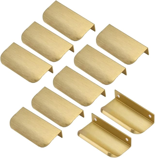 Linghhang - 10 Stück Unsichtbarer Möbelgriff, goldener Schrankgriff, Lochabstand 64 mm, unsichtbarer Griff – Möbelgriff, Türgriff, Achsabstand