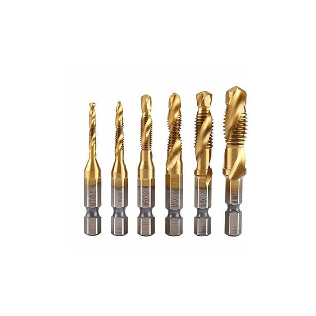 Satz mit 6 Sechskantschraubenbohrern M3–M10 – 1/4 Zoll Schnellarbeitsstahl.