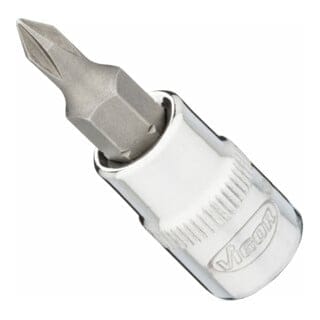 Vigor - Kreuzschlitz Schraubendreher-Einsatz ∙ V2593N ∙ 1/4 Zoll (6,3 mm) Vierkant hohl ∙ Kreuzschlitz Profil ph ∙ sw PH0