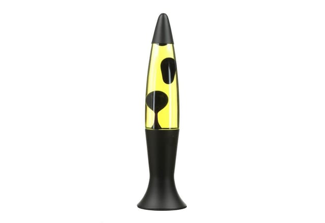 Licht-erlebnisse - Lavalampe Schwarz matt Gelb 40 cm hoch Retro Tischleuchte roxy