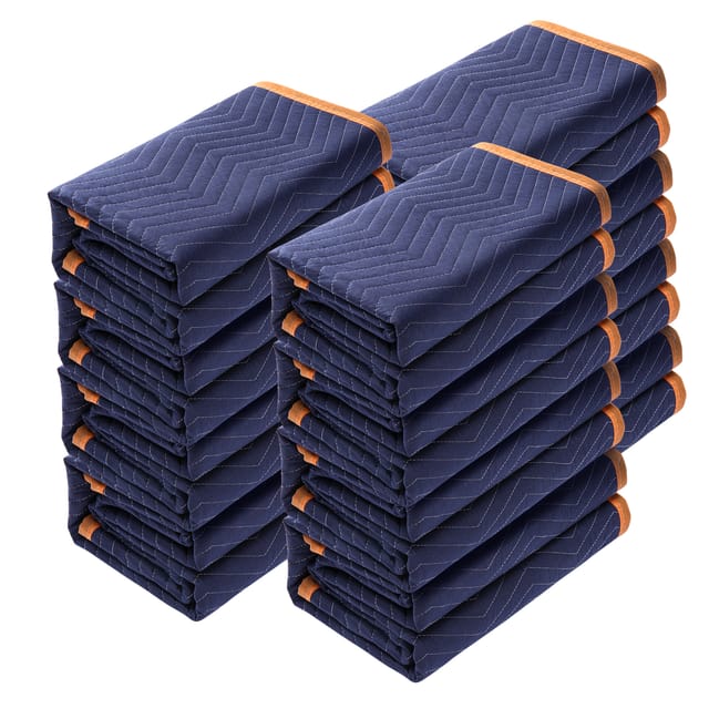 Mophorn Umzugsdecken 80" X 72" 35 Lbs/dutzend 12er-pack Professionelle Vlies- Und Recycling-baumwolle Strapazierfähige Umzugspads Für Möbel, Fußböden, Geräte Blau/orange
