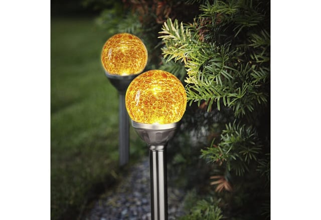 Star - Trading Solarpoller-Set Roma, 2 Stück, led, Bernsteinfarben, Dämmerungssensor, Außenbereich, 26,5 cm