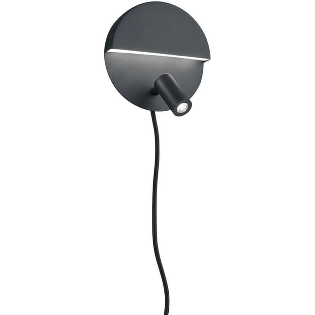 Trio - led Leselampe mario Schwarz mit Schalter & Stecker, ø 16cm