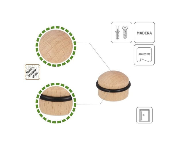 Ms Beschläge - Türschützer Holz Türstopper Bodentürstopper umlaufender Gummiring Bodentürpuffer Buche