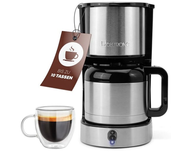 Clatronic KA 3805 Edelstahl-schwarz Kaffeemaschine Edelstahl Fassungsvermögen Tassen=10 Isolierkann