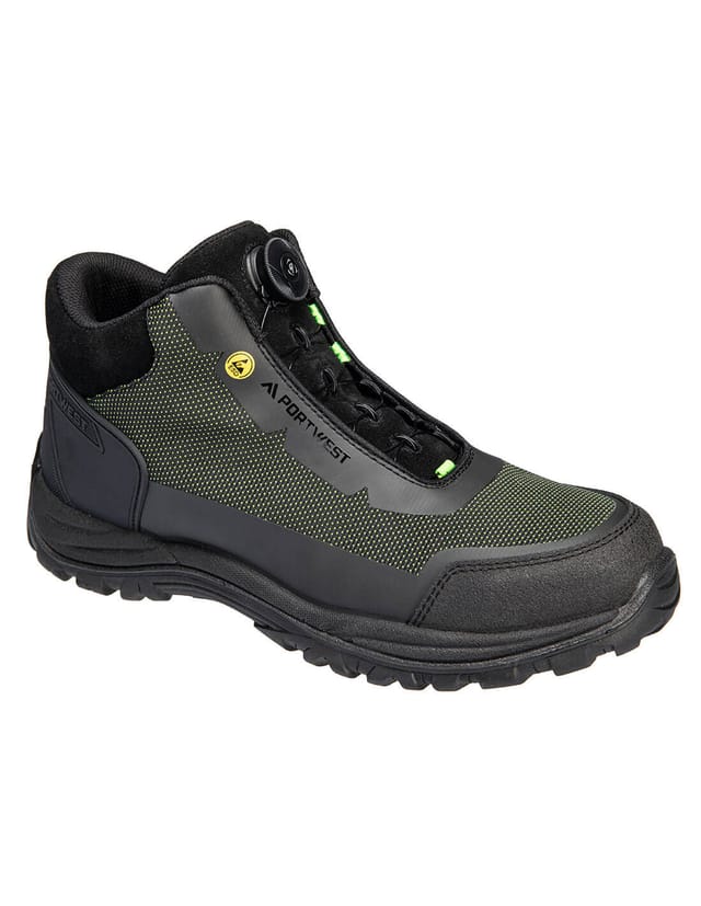 Sicherheitsschuhe halbhöhe Boot S3S ESD SR FO Schwarz/Grün 45