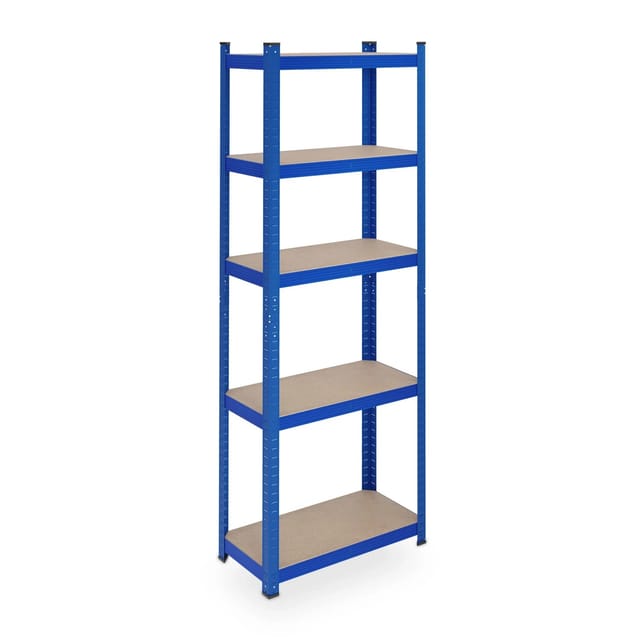 Schwerlastregal, hbt 180x60x30 cm, bis 500 kg, 5 Ebenen, Keller, Garage, Lagerregal zum Stecken, Stahl, blau - Relaxdays