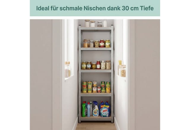 Relaxdays Schwerlastregal 2er Set, HxBxT: 180x60x30 cm, 500 kg, Stahl, Lagerregal, Keller, Garage, zum Stecken, silber