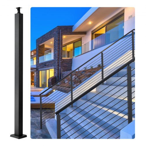 Geländerpfosten 106,7x5x5cm Treppengeländer Edelstahl Pulverbeschichtet Pfosten 1,5mm Stärke Handlauf Pfosten 136kg Tragfähigkeit Ideal Für Treppen Flure Dächer Balkone Terrassen - Vevor