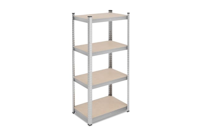 Schwerlastregal, HxBxT: 138x60x40 cm, 200 kg, Stahl, 4 Ebenen, Lagerregal, Keller, Garage, zum Stecken, silber - Relaxdays